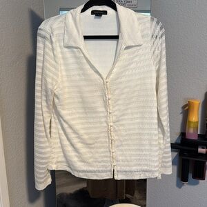 Sanctuary Mesh Women's Cream Button-Up Top